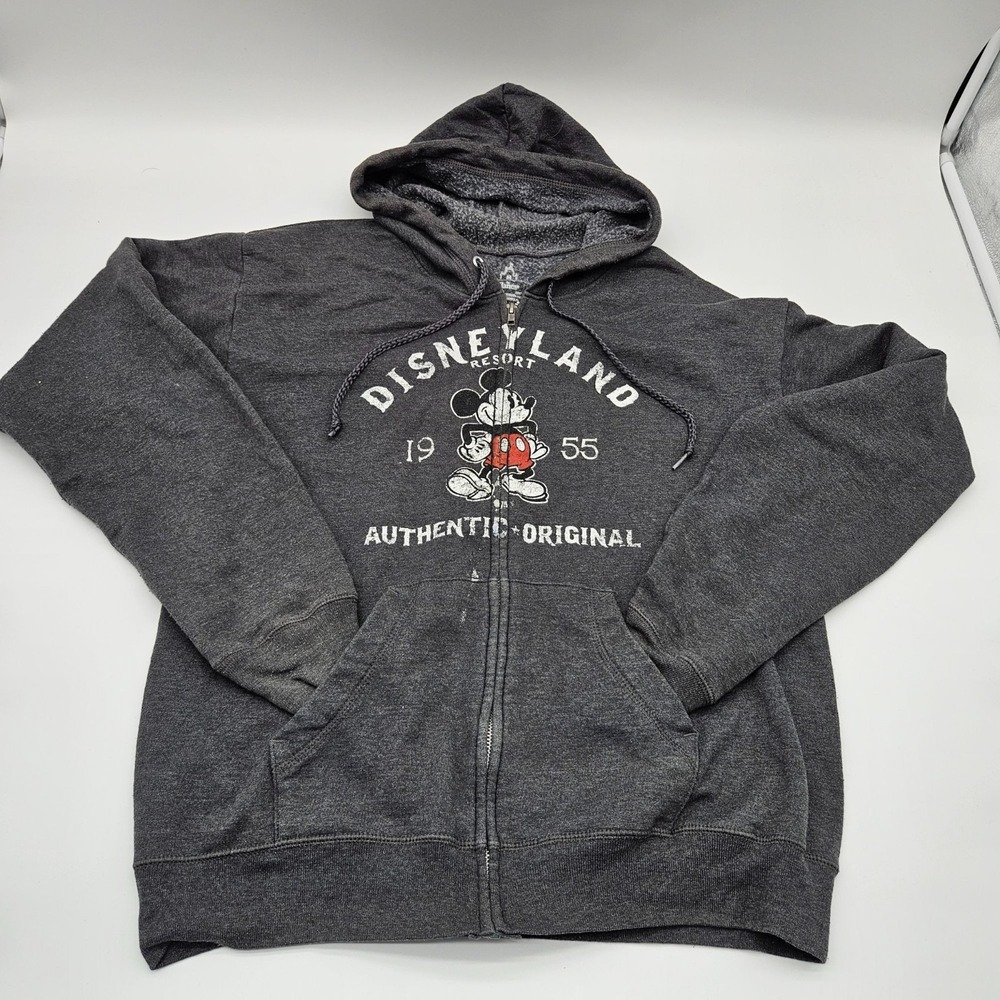 Disneyland Resort Hoodie Authentic Original Mickey Mouse Gray Zip-Up Size‎ Med